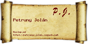 Petruny Jolán névjegykártya