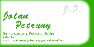 jolan petruny business card